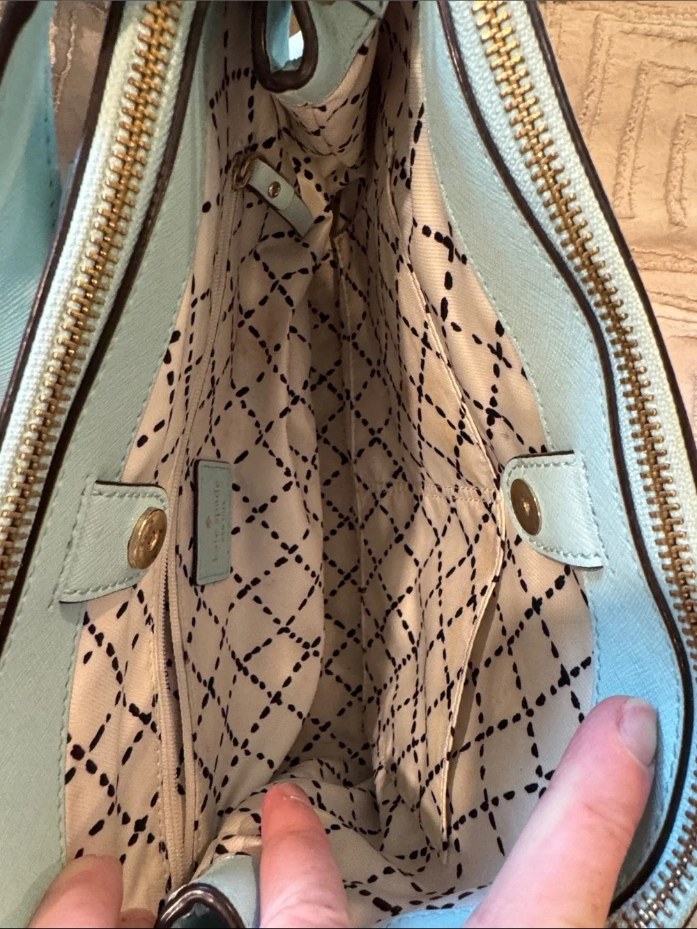 kate spade Mint Green Saffiano Leather Satchel with Crossbody Strap